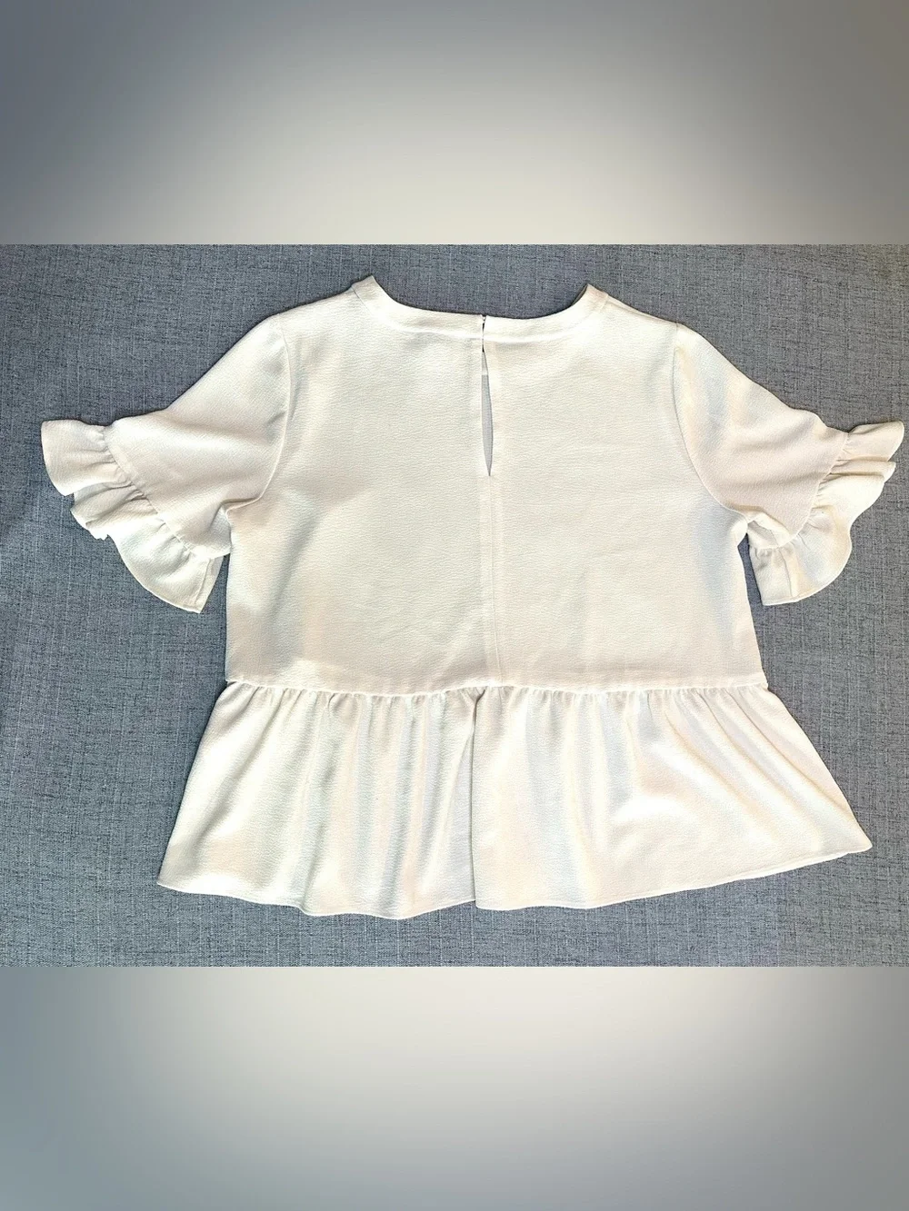 Kate Spade Cream Ruffle-Sleeve Peplum Blouse